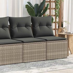 2 Piece Patio Sofa Set with Cushions Gray Poly Rattan Acacia