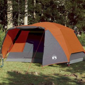 Family Tent with Porch 6-Person Gray and Orange Waterproof