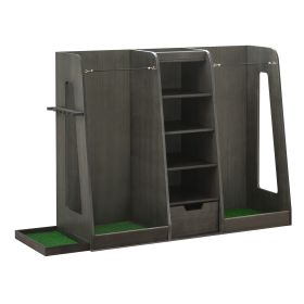 Premium Wooden Golf Bag Organizer With Drawers And Side Club Holders,Grey (Color: Grey)