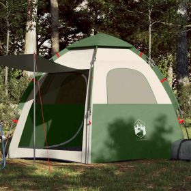 Camping Tent Cabin 4-Person Green Quick Release (Color: Green)