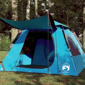 Camping Tent Dome 4-Person Blue Quick Release (Color: Blue)