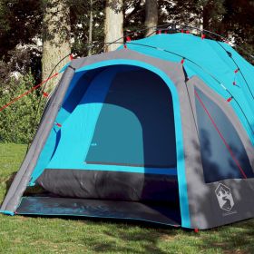 Camping Tent Dome 3-Person Blue Quick Release (Color: Blue)