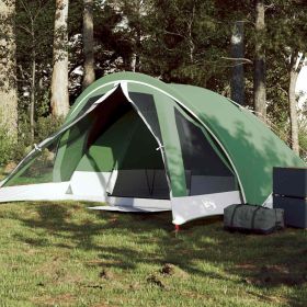 Camping Tent Cabin 4-Person Green Waterproof (Color: Green)
