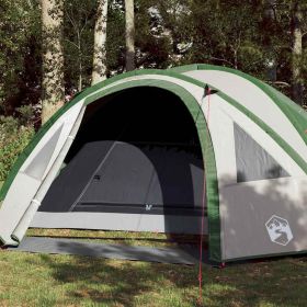 Camping Tent Dome 4-Person Green Waterproof (Color: Green)