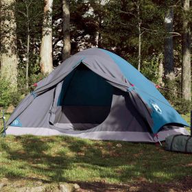 Camping Tent Dome 4-Person Blue Waterproof (Color: Blue)