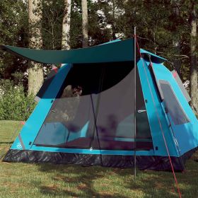 Camping Tent Dome 5-Person Blue Quick Release (Color: Blue)