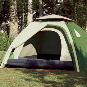 Camping Tent Dome 4-Person Green Quick Release (Color: Green)