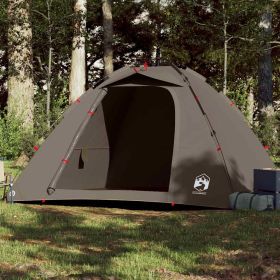Fishing Tent 4-Person Brown Quick Release (Color: Brown)