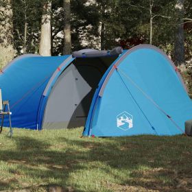 Camping Tent Tunnel 4-Person Blue Waterproof (Color: Blue)